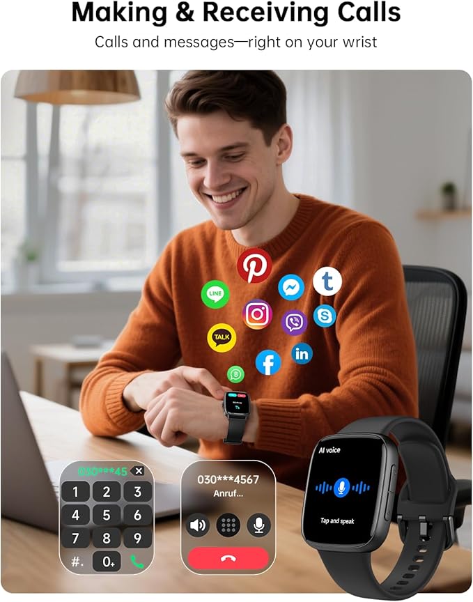 Gydom Smart Watch for Men/Women [1.85" AMOLED Screen Answer/Make Calls] Fitness Trackers with Heart Rate/Sleep/SpO2 Monitor Compatible Android & iPhone, 120+ Sports, IP68 Waterproof Reloj para Mujer
