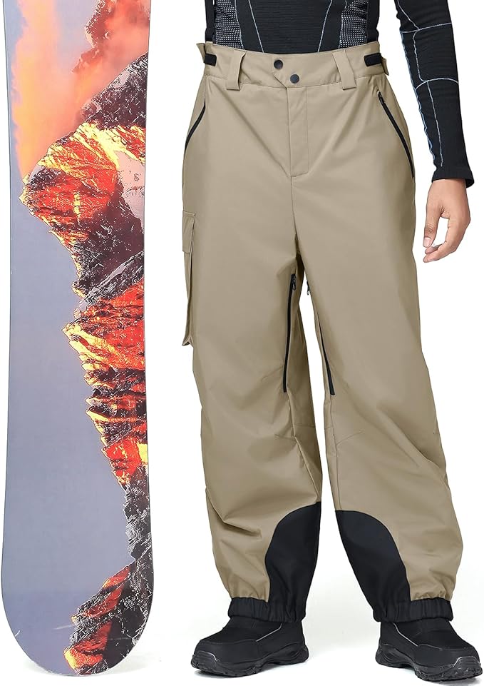 YEEFINE Mens Snow Ski Bibs Pants Baggy Snowboard Overall Insulated Windproof Waterproof Winter Warm Comfy Loose Ski Pants