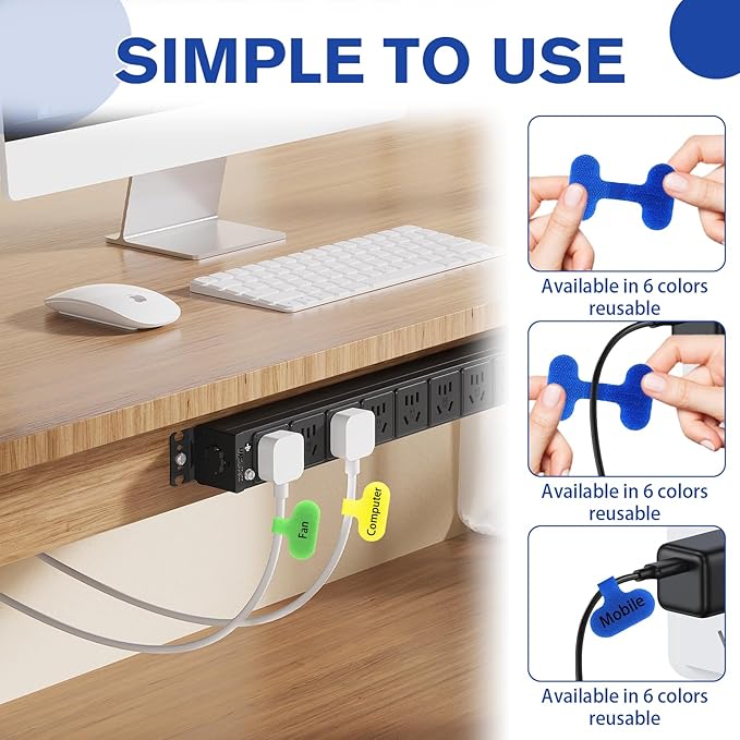 30 PCS Cord Tags, 6-Color Cable Labels (2.36 x 1.5 Inch) Cord Tags Labeling for Electronics Cords, Chargers, Network-Cables & Ethernet-Cables – Cable Management and Identification