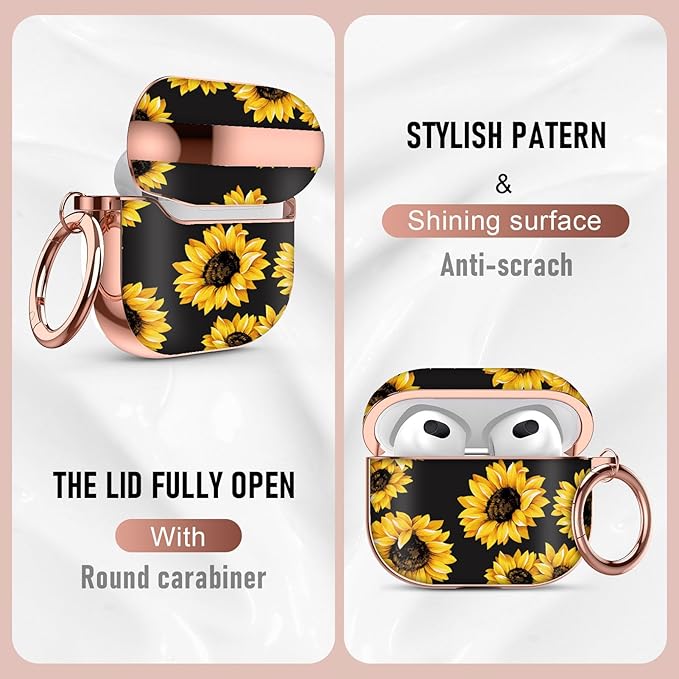 Maxjoy for AirPods 3rd Generation Case, Compatible with Apple AirPods 3rd Charging Case, Yellow Flowers
