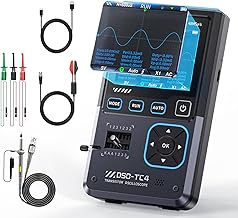 【Upgraded Model with 1xP6100 Probe】 FNRSI DSO-TC4 3in1 Digital Oscilloscope/Transistor Tester/Signal Generator 10MHz 48Ms/s Automative Ocsillscope LCR Tester Tools