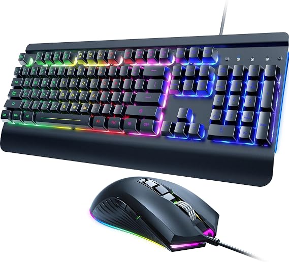 Wired Gaming Combo, 104 Keys, Rainbow Backlit, 4200 DPI, for PC/Mac/Xbox