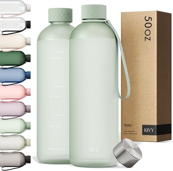 KIVY Large Water Bottle 50oz Tritan - Lightweight & Shatterproof - BPA Free