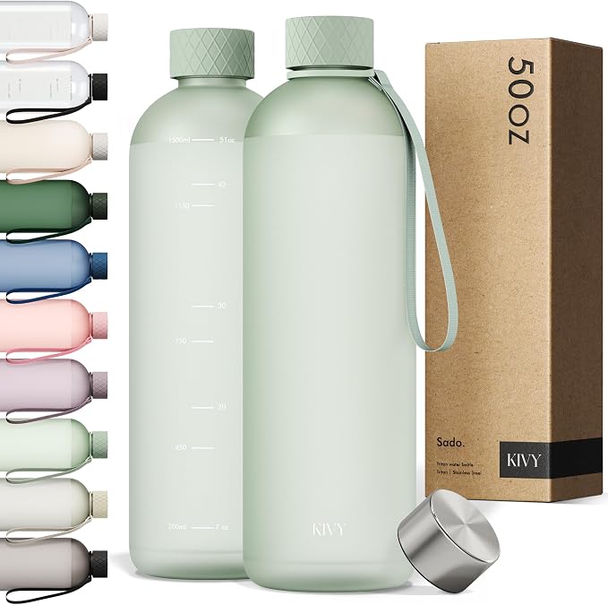 KIVY Large Water Bottle 50oz Tritan - Lightweight & Shatterproof - BPA Free