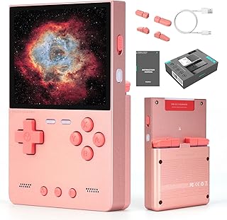 Trimui Brick Hammer Handheld Game Console with 3.2 inch IPS Screen and 3000mAh Battery, Retro Video Games Console with Pre-Installed 64GB TF Card and WiFi Function (Rose Gold)