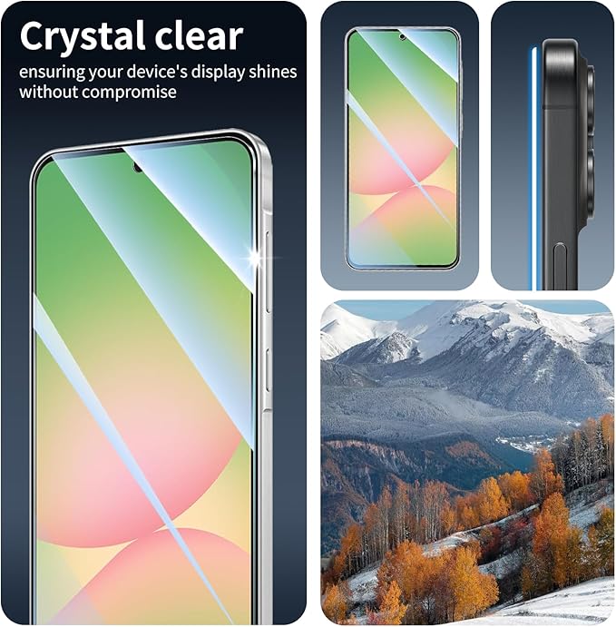 3*Screen Protector for Samsung Galaxy S24 FE/A56 with a Installation Alignment Aid, Double Shatterproof HD Tempered Glass Film, Impact-Protection [9H Hardness][Anti-Shatter][Anti-Scratch]