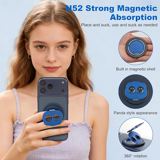 Magnetic Phone Ring for MagSafe Grip with 360° Rotation & Strong Magnet Phone Ring Holder Grip– Universal Compatible with iPhone 17/16/15/14/13 Pro Max Mag Safe Accessories Android