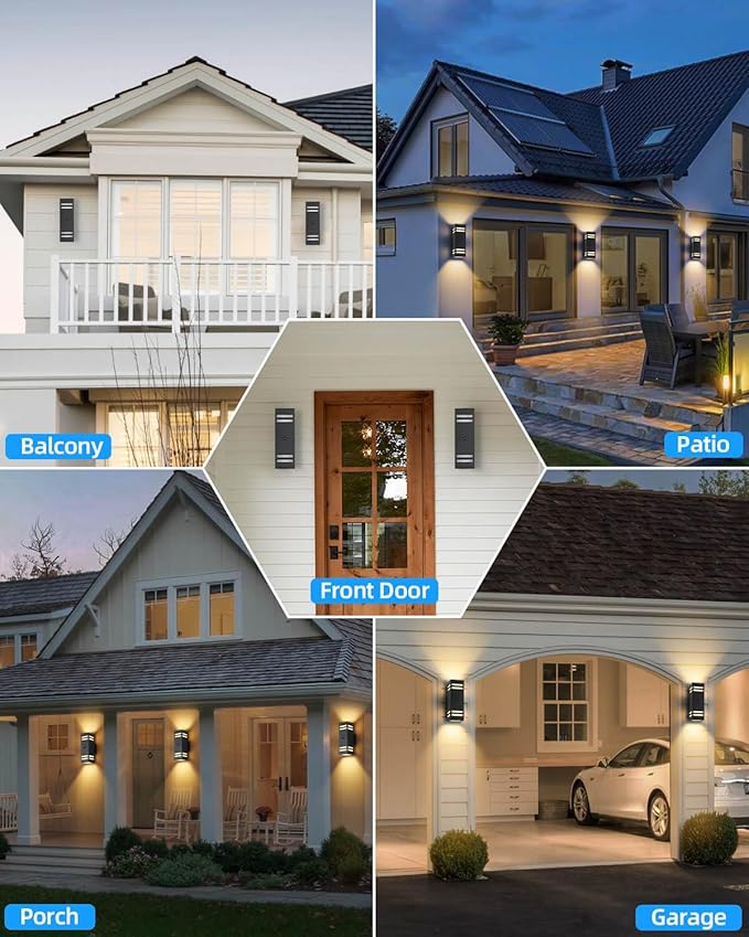 Motion Sensor Outdoor Lights 2 Pack, Modern Outdoor Wall Lights Black Exterior Lighting Fixtures, Square Motion Detector Lights for Outside, Waterproof Sconce for House Porch, Bulbs Included