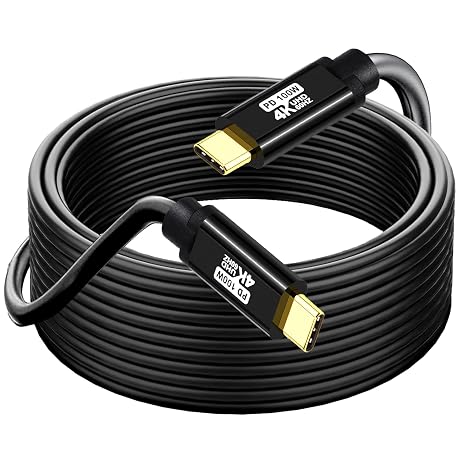 USB TYPE C to C Cable 30FT, 4K60HZ GEN2x2(Data usb2.0),TYPE C Video Output From USB3.2/ USB4.0 (NOT 100% Fast Charging) & Sync for Xreal MacBook Pro iPad Pro iPhone 15-16-17 Pro Portable Monitor
