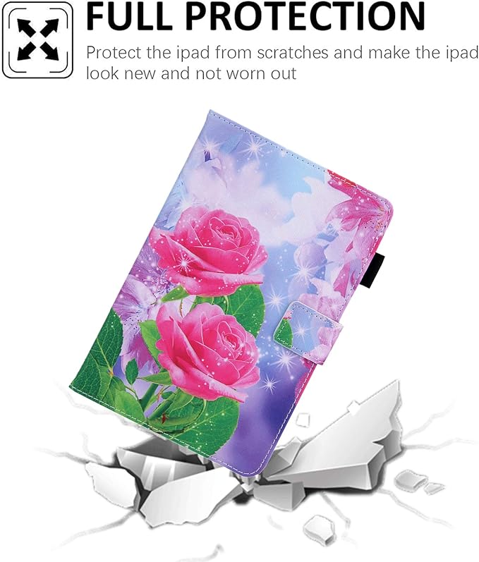 Dteck for Fire Max 11 (13th Generation) PU Leather Tablet Case - Protective Fold Stand with Auto Sleep Wake, Adjustable Angles, 4 Card Slots, Slim Folio Book Case, Pink Rose