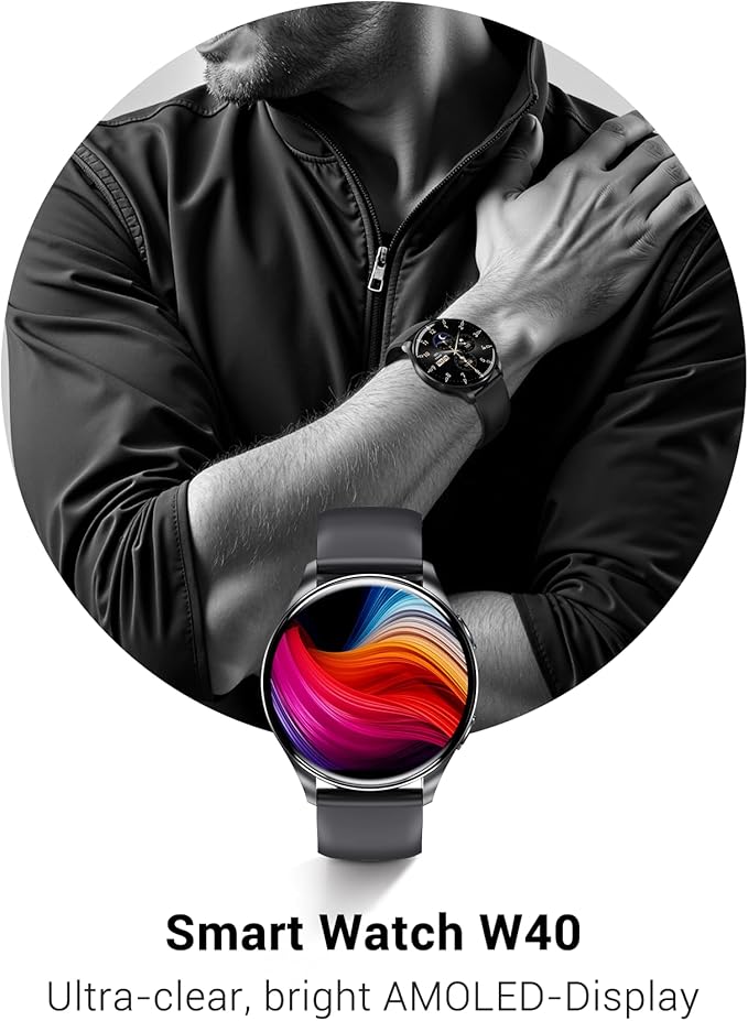 IOWOODO Smart Watch for Women, Answer/Make Call, 1.43'' AMOLED Ultra-Clear Screen Fitness Tracker with 120+ Sport Modes Heart Rate/Sleep/SpO2 Monitor, Smartwatch for iPhone/Android