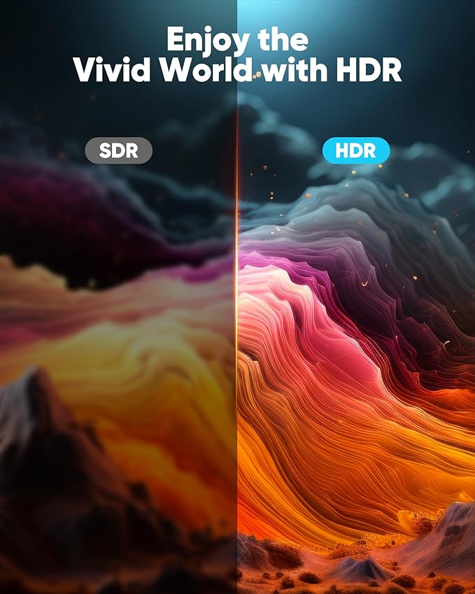 Highwings 4K HDMI Cable 6.6FT/2m - 4K@60Hz HDR Braided HDMI Cord, 18Gbps High Speed with Ethernet/ARC, 3D, HDCP 2.2, ARC, Compatible for PS-5/4/3/4K HDTV/Monitor/Projector/Streaming Media, Black