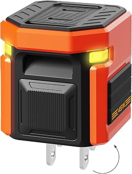 45W Max GaN Fast Charging, USB C Charger Block, Dual Type-C Ports, 90° Foldable Plug, Compact Travel Charger with Touch Light, for iPhone 17/16/15 Pro, iPad Pro and Samsung Galaxy S26/S25