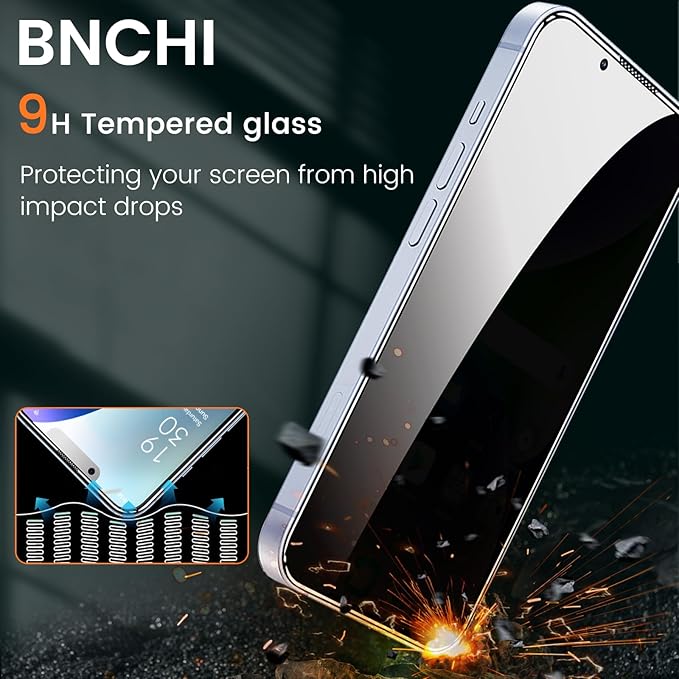 BNCHI 3 Pack for iPhone 14 Plus Privacy Screen Protector + 3 Pack Camera Lens Protector, Shatterproof Premium Tempered Glass, Auto-Dust Removal, 28°Anti Spy, 9H Full Coverage Tempered Glass Film