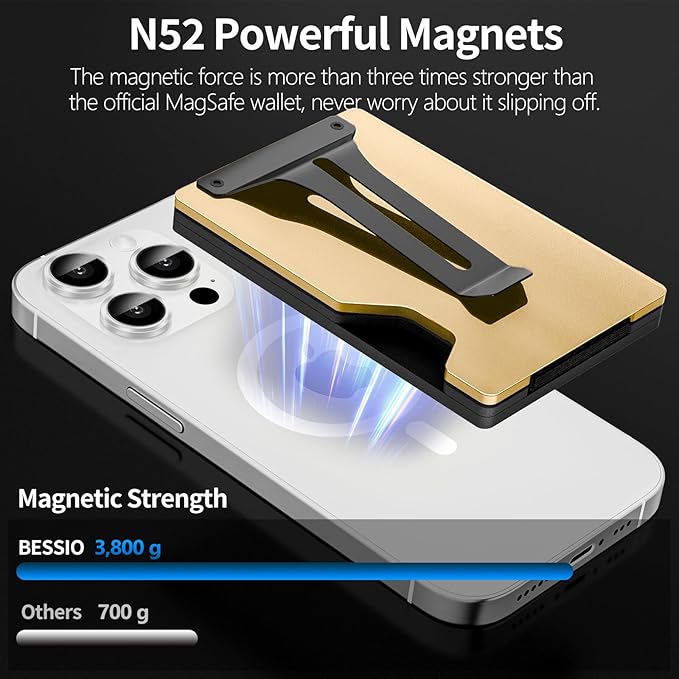 Magnetic Phone Wallet with Apple MagSafe - Metal Card Holder with AirTag Holder, RFID Blocking & Money Clip Mag Safe Wallet for iPhone 16 15 14 13 12 Pro Max/Pro/Plus/Mini