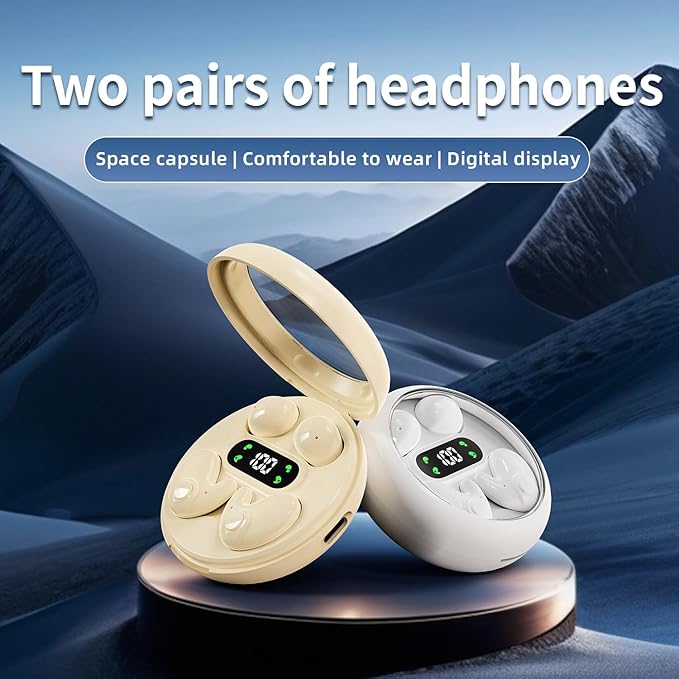 2-Pack Invisible Sleep Earbuds,Bluetooth 5.4 Ultra-Mini Stylish Headphones for Sleep,Comfortable Blocking Noise,Small mini Invisible Wireless Earbuds for Sleeping-White