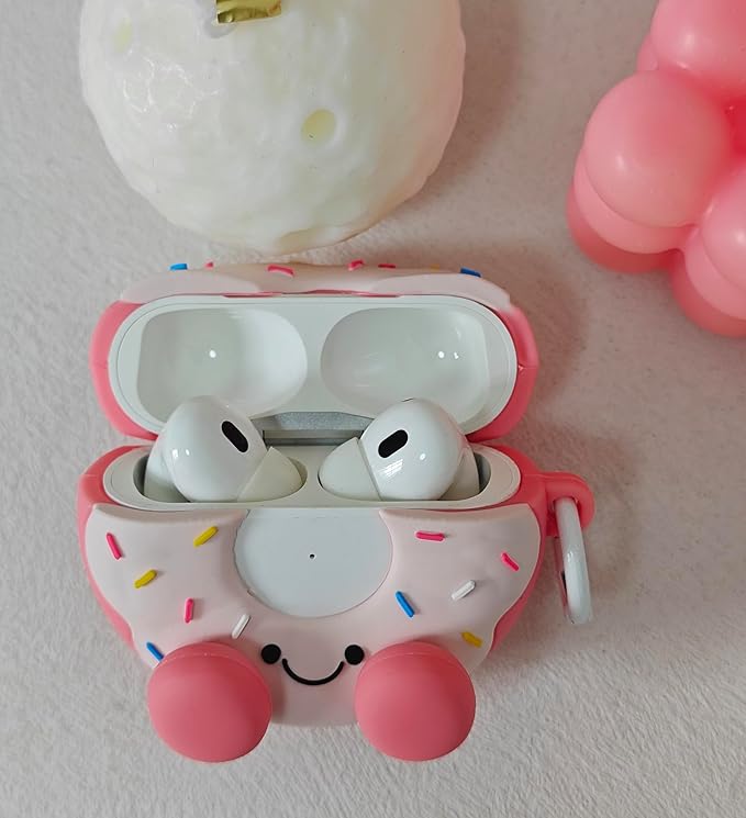 Compatible with Airpods Pro 2nd Generation Case 2022, Cute AirPods Pro 2 Case Cartoon, Kawaii Soft Silicone Protective Cover for Apple New Airpods Pro2 for Men Women (Smile Donut)