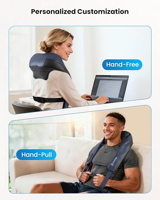 COMFIER Shiatsu Neck Massager with Heat, Cordless Neck and Shoulder Massager for Pain Relief Deep Tissue, Graphene Heating, 4D Kneading Massage Pillow, White Elephant Gift