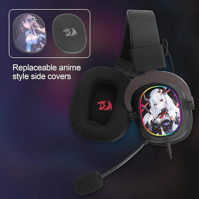 Redragon H510 AK RGB Wired Gaming Headset - 7.1 Surround Sound - 53MM Audio Drivers in Memory Foam Ear Pads w/Replaceable Shell- Multi Platforms Headphone - USB Powered for PC/PS4/NS