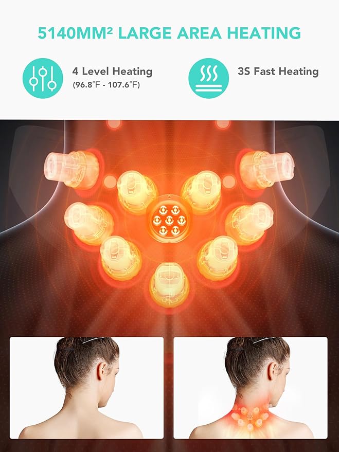 SKG Foldable Neck Massager for Pain Relief Deep Tissue Vibration Cordless Travel Massager,Portable 9D Neck Massager for Office Home Car Chiristmas Gifts for Men Women Dad Mom Grandpa