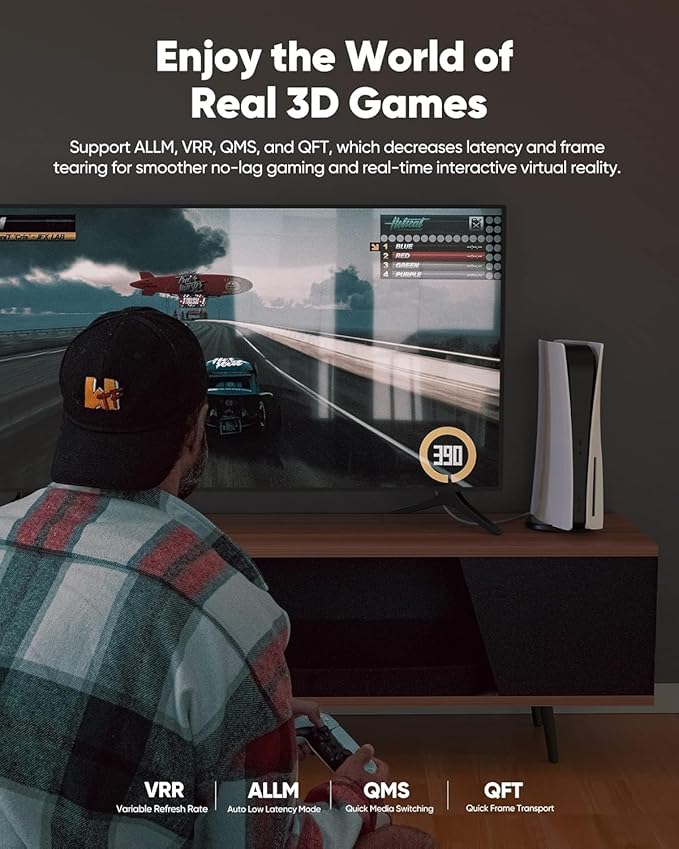 Highwings 8K@60 Long HDMI Cable 15FT, 48Gbps 2.1 High Speed Gaming HDMI Cord 4K120 144Hz RTX 3090 eARC HDCP 2.2&2.3 Compatible for PS5, SoundBar, AVR, UHD TV