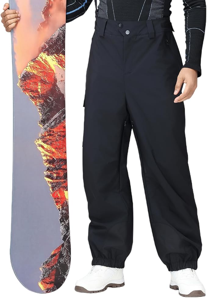 YEEFINE Mens Snow Ski Bibs Pants Baggy Snowboard Overall Insulated Windproof Waterproof Winter Warm Comfy Loose Ski Pants