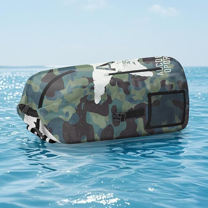 Waterproof Dry Bag Marine Dry Bags for Kayaking Hiking Camouflage Green Backpack Roll-Top Closure Bag - Backpack Waterproof Phone Case 5L