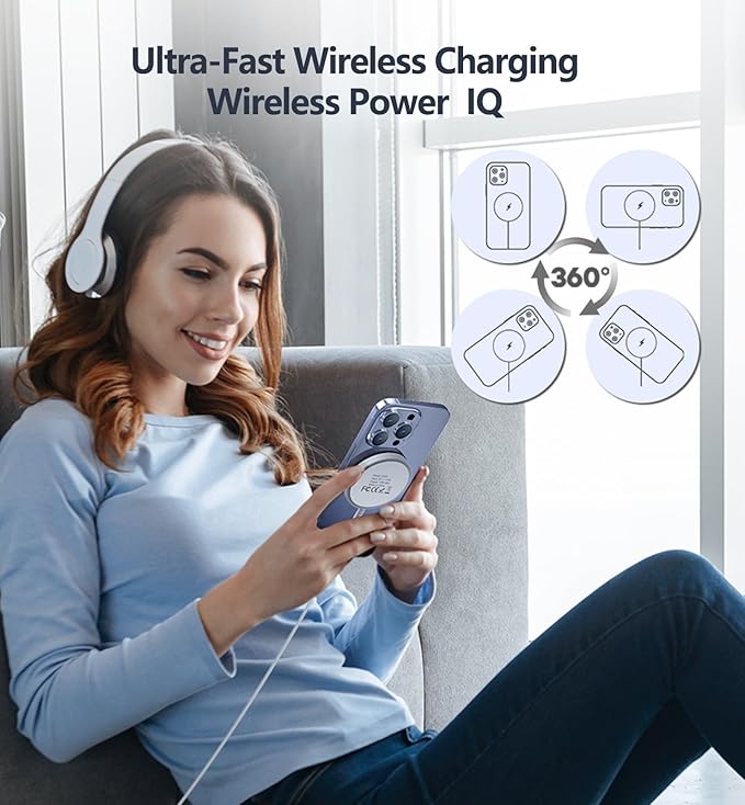 Magnetic Wireless Charger, Qi2 Certified for MagSafe Charger 2 Pack 15W Wireless Fast Charging Pad for iPhone 16/15/14/13/12 Series & AirPods 3/2/Pro Magnetic MagSafe Charging Pad with Dual Ports