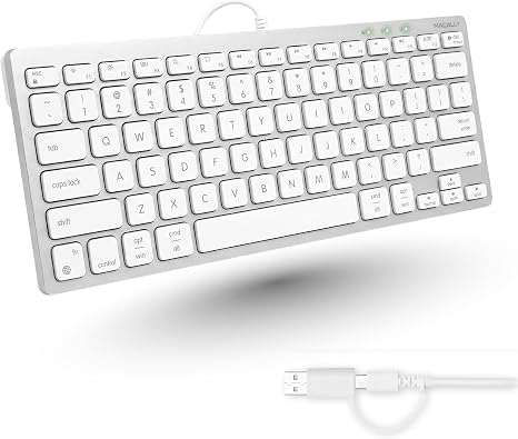 Macally USB C Wired Keyboard for Mac (USB C + USB A) – Compatible Keyboard for MacBook Pro/Air, iMac & MacMini – Compact Mac Keyboard