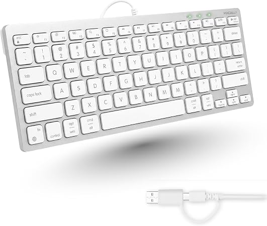 Macally USB C Wired Keyboard for Mac (USB C + USB A) – Compatible Keyboard for MacBook Pro/Air, iMac & MacMini – Compact Mac Keyboard