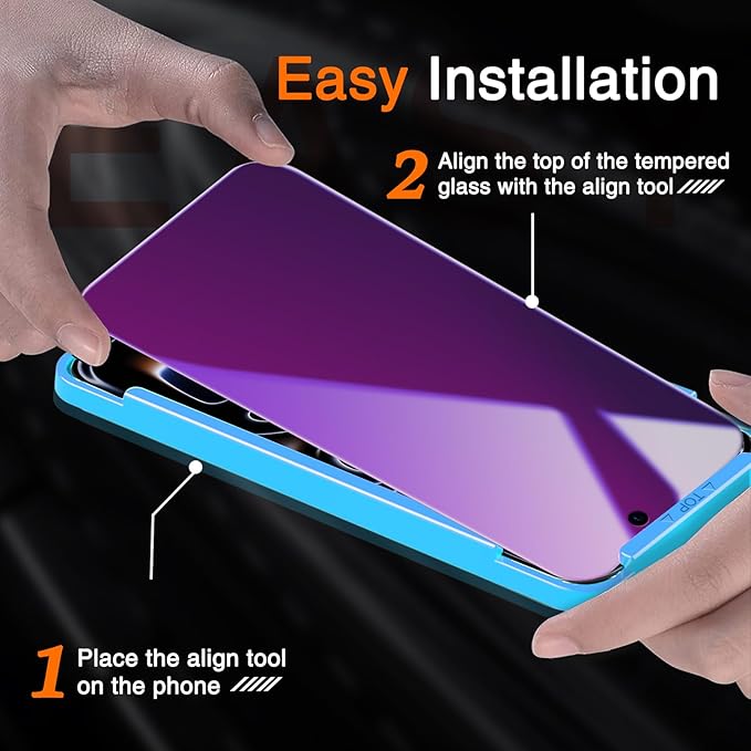 Milomdoi 3 Pack Gradient Colorful Privacy Screen Protector for iPhone 17 Pro [Anti-Blue Light Private Film], 3 Pacs Camera Lens Protector Accessories, Case Friendly, Anti-Spy Tempered Glass,Purple