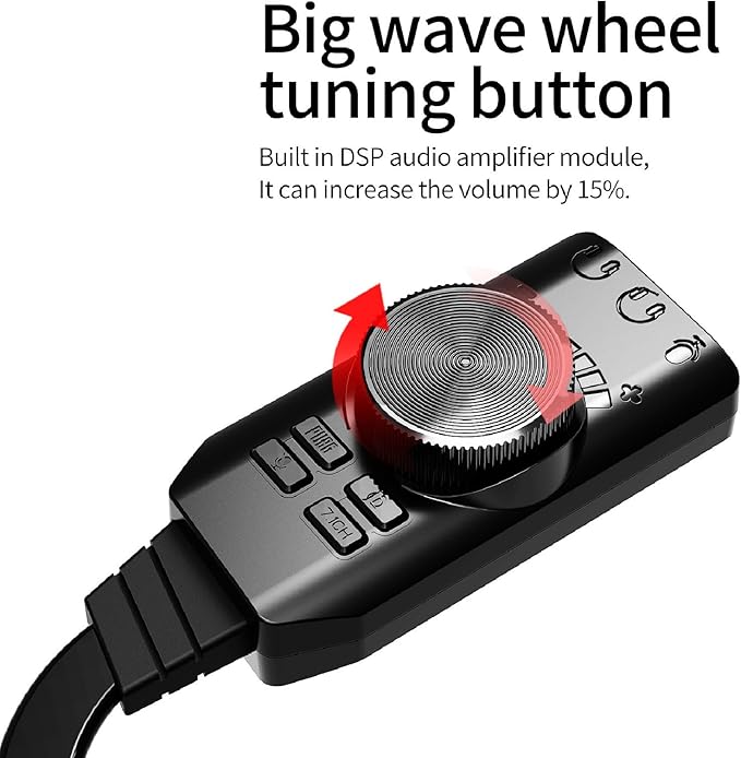 USB Sound Card with 7.1 Surround | Plug & Play for Gaming Headset, Microphone Mute Key, Compatible with Android, Switch