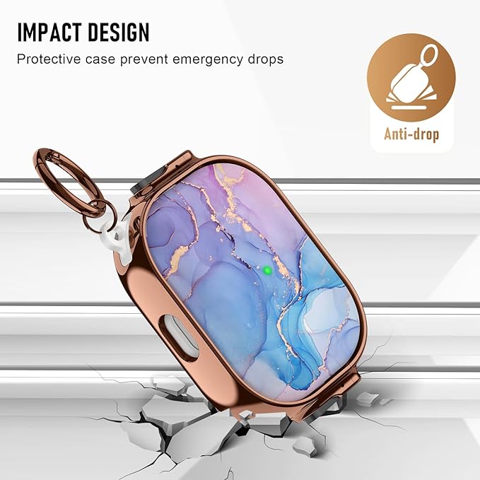 Maxjoy for Cute Airpods Pro 2 case with Safety Lock, Compatible Airpods Pro Case 2nd/1st Gen, for AirPods Case Coverfor Women Girly with Keychain-Blue