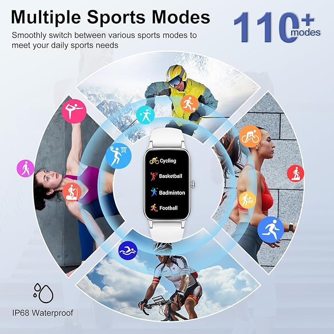 Smart Watch for Men Women, 1.57" Smartwatch (Answer/Make Call), 2025 NEW Fitness Tracker with 110 Sport Modes, Heart Rate/Sleep Monitor, IP68 Waterproof, Pedometer, Fitness Watch for Android iOS White