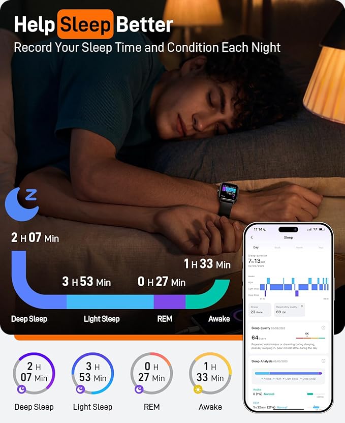 Smart Watches for Women Men, 2025 Smartwatch 1.85''Alexa Fitness Tracker Smart Watch Compatible for Android iPhone with Bluetooth Call (Answer/Make), 3ATM Waterproof Heart Rate/Sleep/SpO2 Monitor 120+