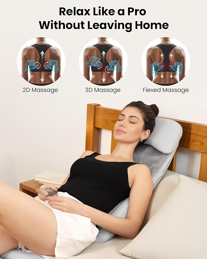 COMFIER Shiatsu Back Massager with Heat, Deep Tissue Kneading Chair Massager with Vibration, 2D/3D Shiatu Massage Seat Cushion, Full Back Massage Chair Pad, Gifts for Men Women