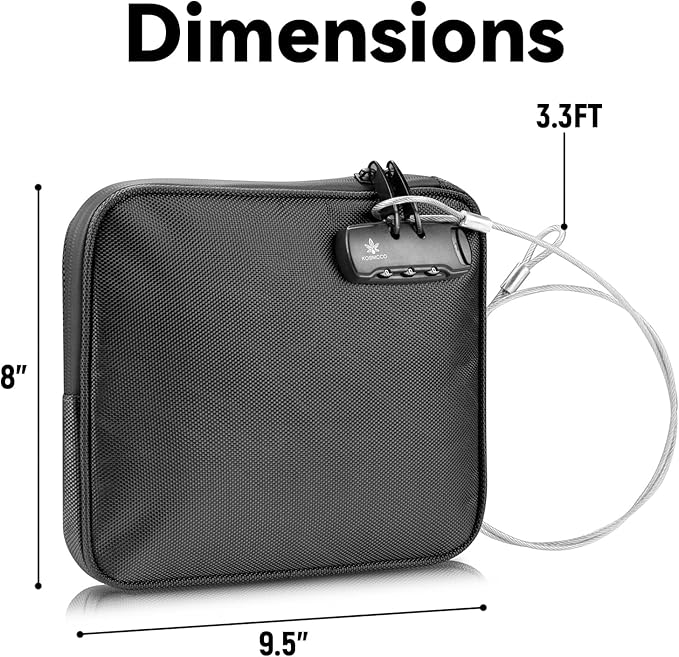 Beach Locking Bag, 9x7.5 Inch Portable Safe for Phone, Wallet, Keys | Anti-Theft Locking Travel Pouch for Pool, Vacation (Black)
