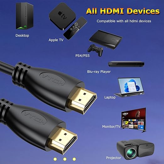 4K HDMI Cable 1FT 10-Pack, High Speed HDMI 2.0 Cable Supports ARC & CL3 Rated for Laptop, Soundbar, Monitor, PS5, PS4, Xbox One, Fire TV, etc