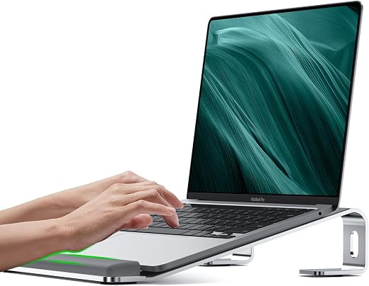 JCZT Aluminum Laptop Stand, Laptop Riser with Wrist Rest, Silver