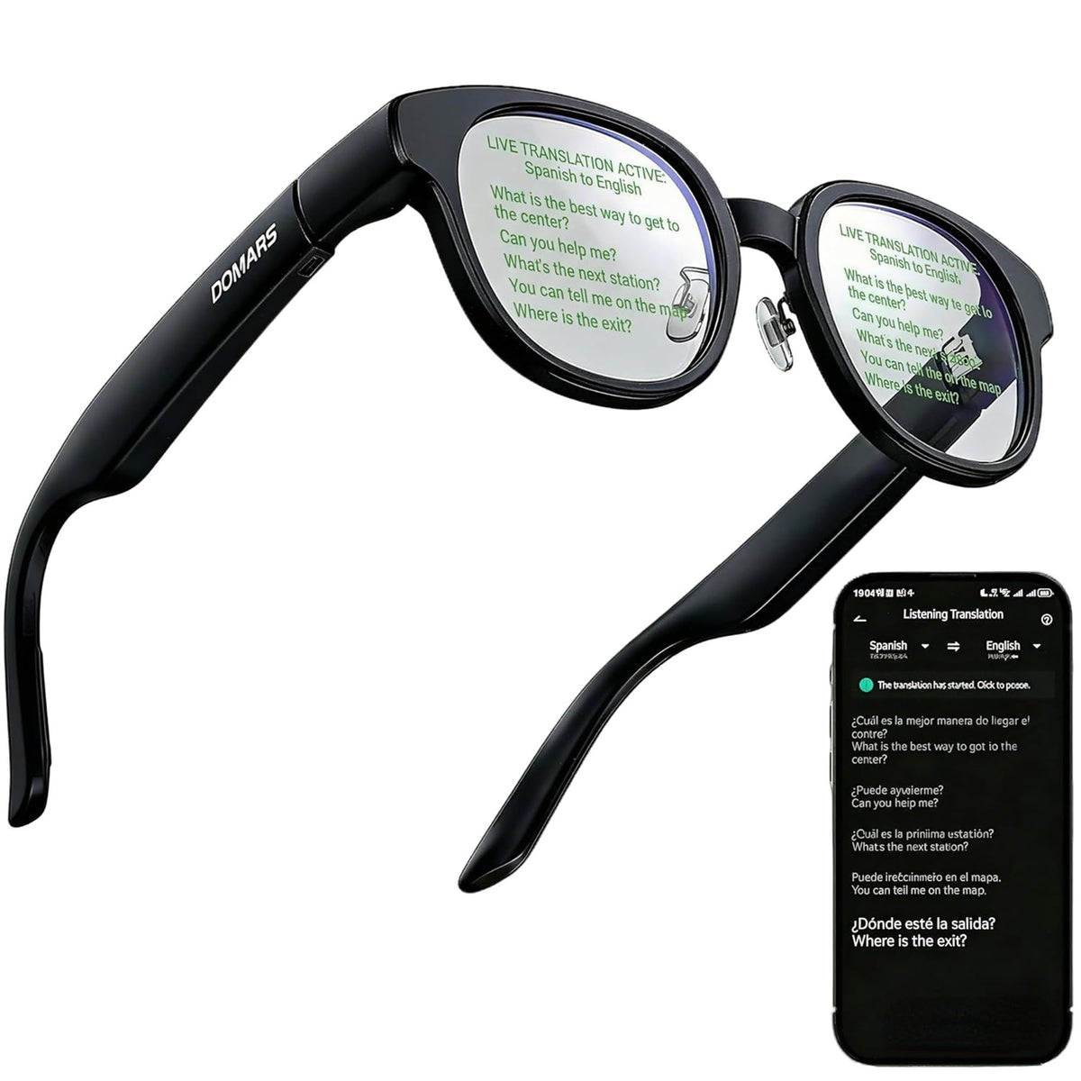 Smart Glasses with AR Display, Invisible Teleprompter Glasses for Speech, AI Real-Time Translation Glasses in 15 Languages, Bluetooth AI Smartglasses for Travel Business Meetings Men Women