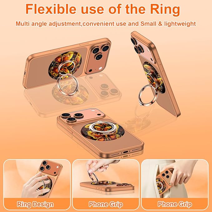 Magnetic Phone Ring Holder for MagSafe Grip,[Super Magnet],Stylish 360° Rotation Cell Phone Grip Stand Finger Ring Kickstand for iPhone 17 16 15 14 Pro Max,iPad and Smartphones,Black