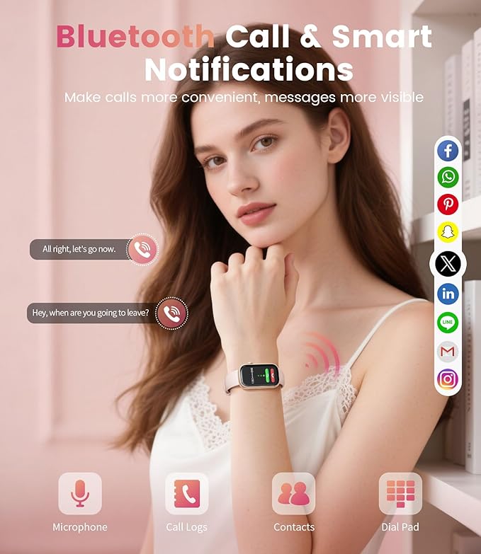 LIGE Fitness Tracker- Smart Watches for Women with 1.47" HD, IP68 Waterproof, 7+ Days Battery, 24+ Exercises Activity Tracker Fitness Watches, Fitness Smart Watch Android iOS (Pink)