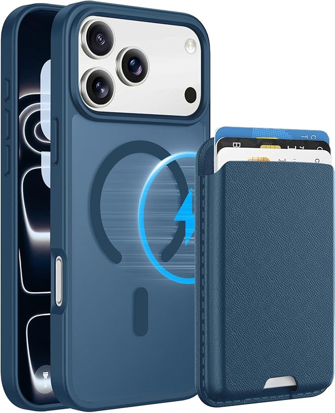 Magnetic for iPhone 17 Pro Max Case with Detachable Wallet, Compatible with MagSafe, Credit Card Holder with Slim Shockproof Protective Phone Cover, Deep Blue