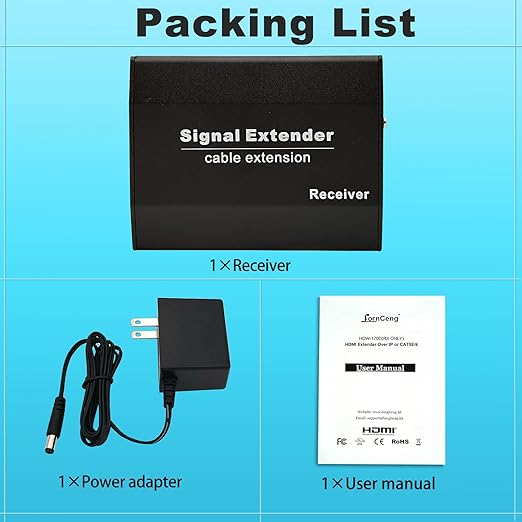 HDMI Extender Over IP, 1080P@60Hz HDMI Over Ethernet Cat5a/Cat6 up to 557FT, Transmitter and Receiver Zero Latency, 1 Transmitter to Multiple Receivers(Receiver Only)