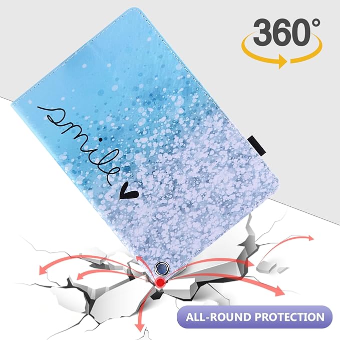 Dteck for Fire Max 11 Tablet Case 13th Generation 2023 11", PU Leather Protective Folio Fold Stand Case with Auto Sleep Wake, Adjustable Viewing Angles, 4 Card Slots, Slim Thin Cute Case, Silver Blue