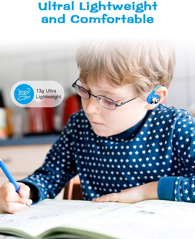 BANIGIPA Kids Headphones, Open Ear Headphones, Wireless Bluetooth 5.4 Headset w/Mic for Calling Studying Traveling, 13g Ultra-Light Comfort, 85dB Healthy Volume Control Protect Hearing, 10H Playtime