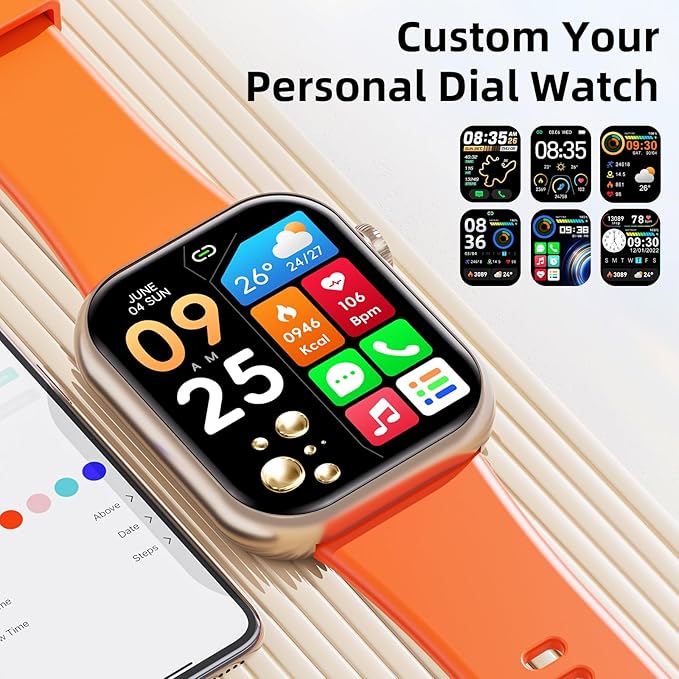 Hwagol Smart Watch (Answer/Make Call) 1.85inch Fitness Tracker, DIY Dials/Pedometer/Calories/Multiple Sport Modes/Voice Assistant, Smart Watches for Men Women Android iOS Phones