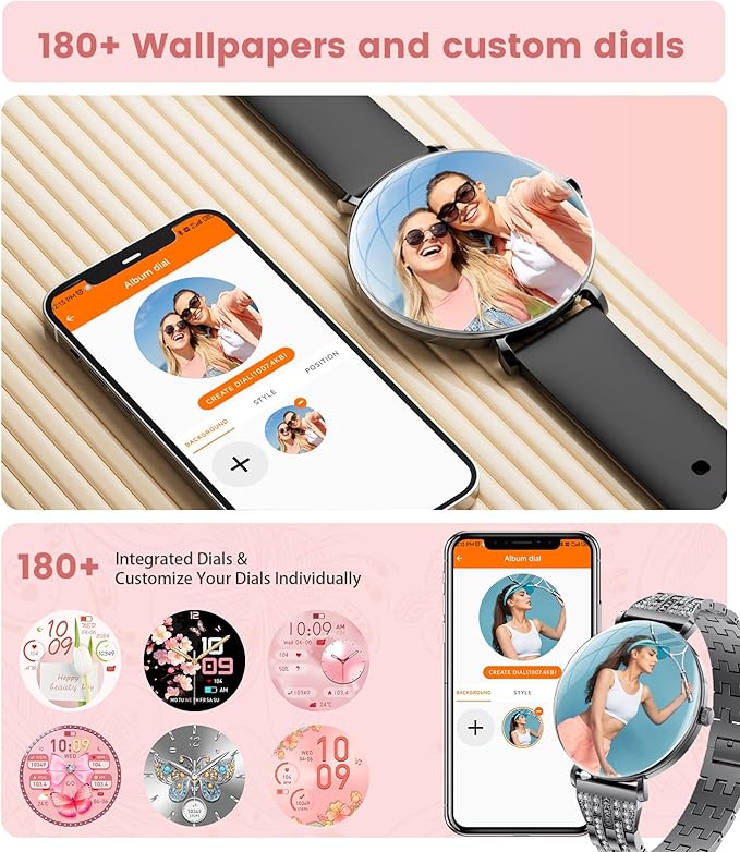 LIGE Ultra-Thin Smart Watch for Women(Answer/Make Calls),1.43" Always-on Display Smart Watch with Heart Rate,Clories Tracker 100+ Sports Modes, Women Smartwatch for Android iOS (Black-FV17-H)