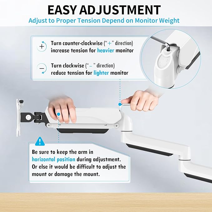 MOUNTUP Triple Monitor Stand Mount - 3 Monitors Desk Mount for Computer Screens Up to 27 inch, Triple Monitor Arm with Gas Spring, Heavy Duty Monitors Stand, Each Arm Holds 4.4-19.8 lbs, White