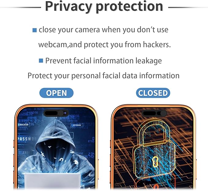 Front Camera Cover(3-Pack), Phone Webcam Protection Blocker Fit for iPhone 14Pro/14Pro Max/15/15Plus/15Pro/15Pro Max/16/16Pro/16Pro Max/17/17plus/17Pro/17 Pro Max, Protect Privacy and Security(Black)